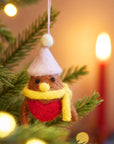 Set of 5 Hanging Felt Robin Decorations
