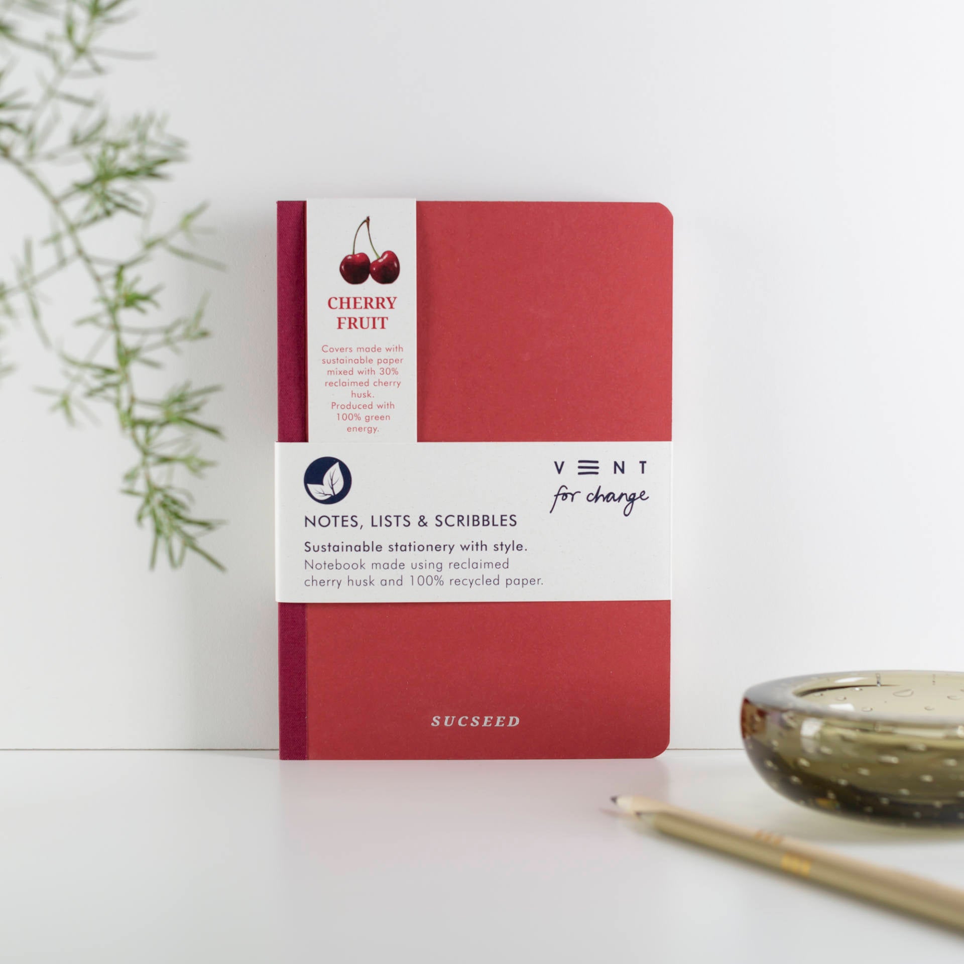 Recycled SUCSEED A5 Notebook  Cherry Husk