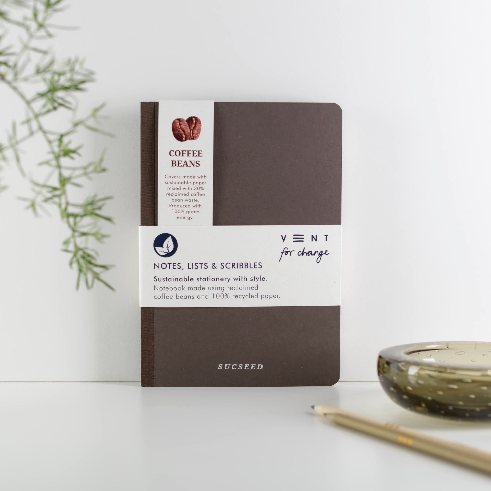 Recycled SUCSEED A5 Notebook – Coffee Beans