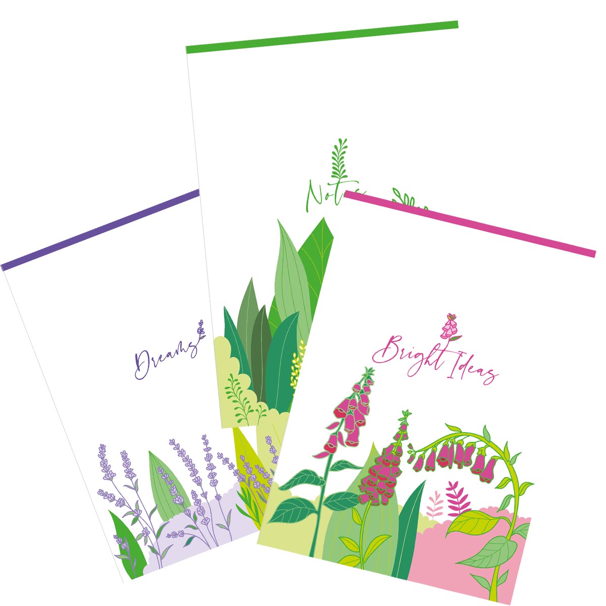 Three Notepads - Dreams, Bright Ideas, Notes