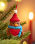 Set of 5 Hanging Felt Robin Decorations