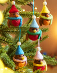 Set of 5 Hanging Felt Robin Decorations