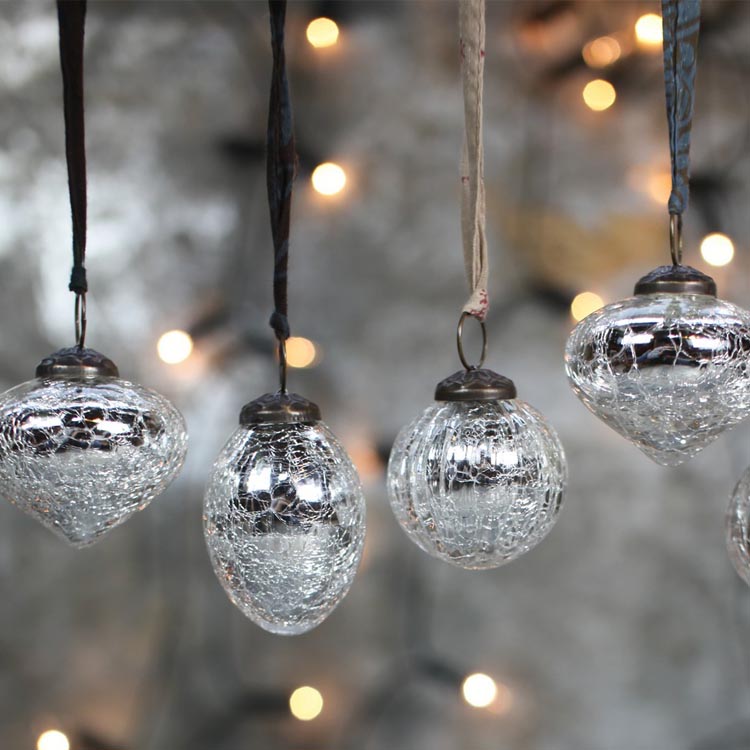 Snow Drop Christmas Baubles by Nkuku  Eco Gifts