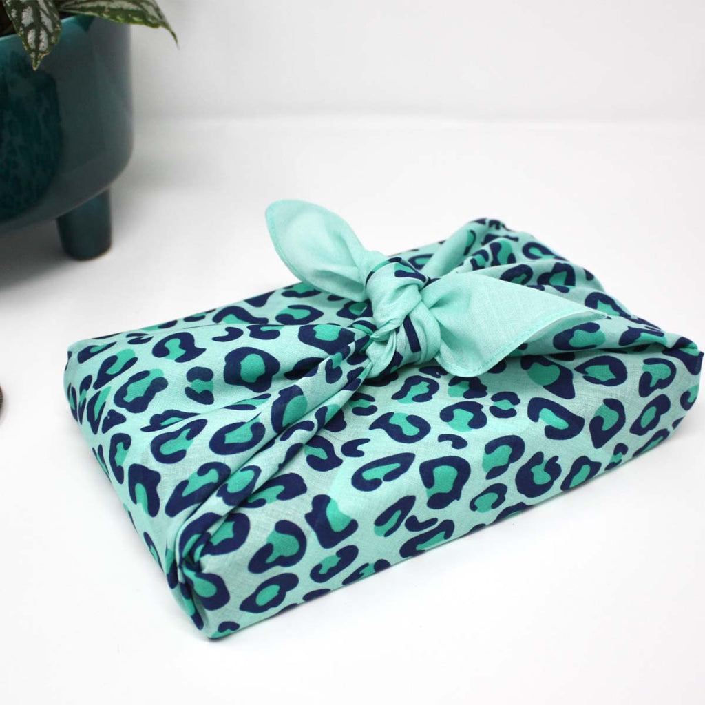 Leopard Mint Wrap – Eco Reusable Fabric Wrap – Protect the Planet