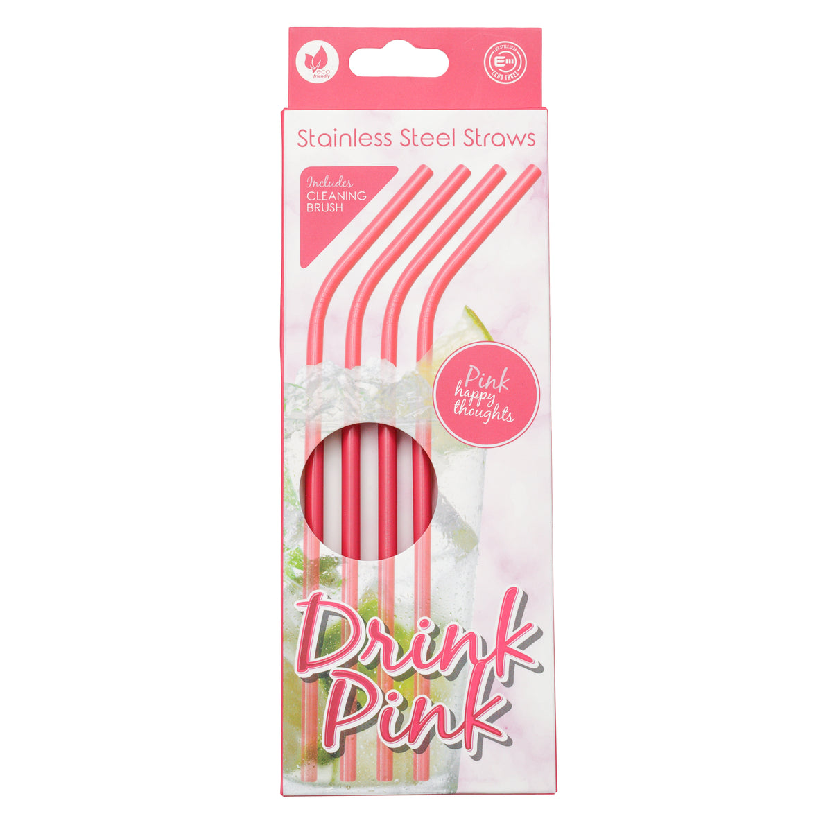 Eco-Friendly Pink Reusable Straws – Set of 4 – Protect the Planet