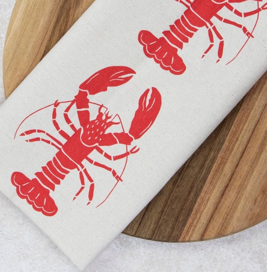 Organic Tea Towel - Lobster