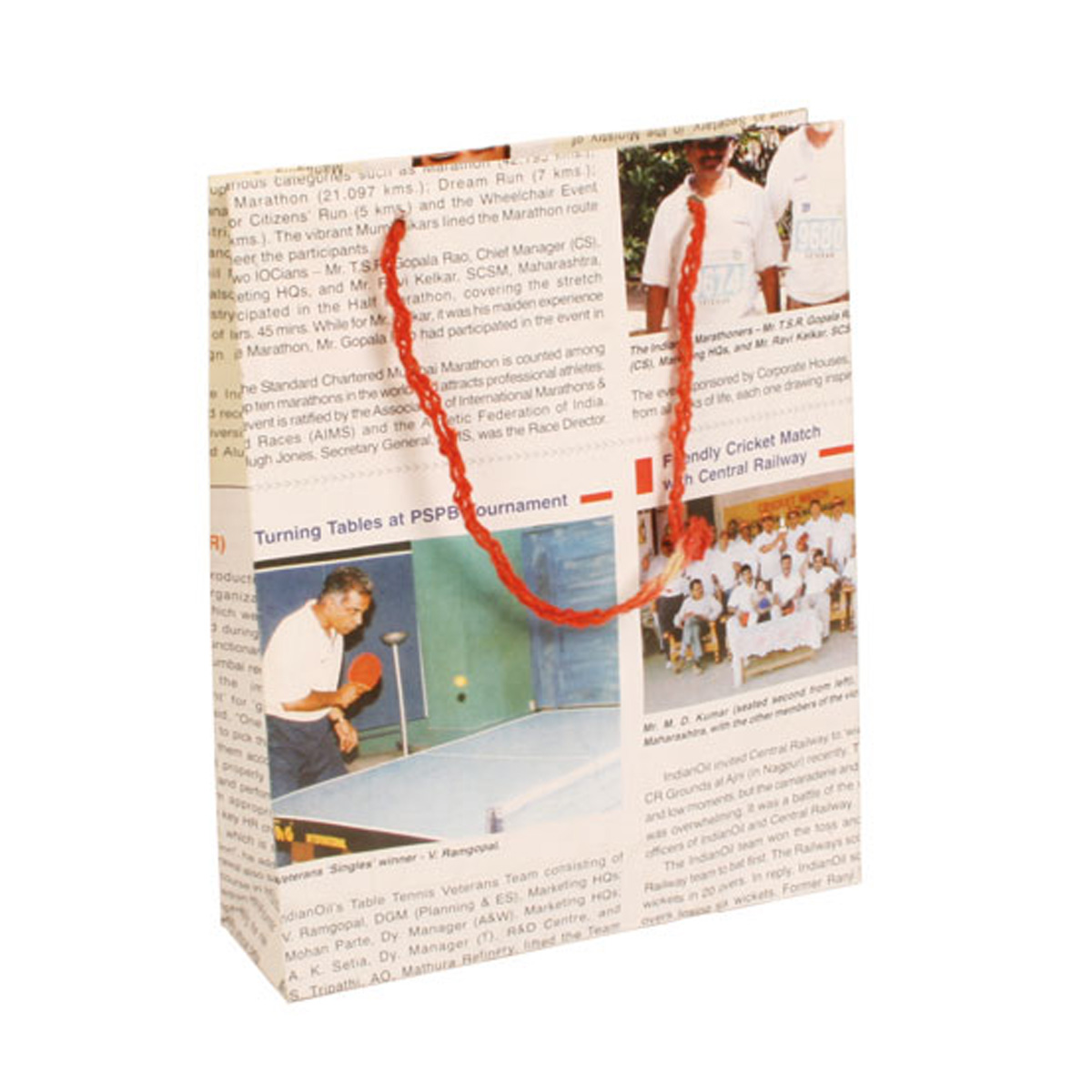 Recycled newspaper gift bags